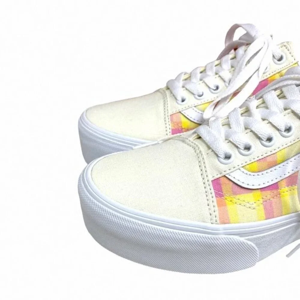 VANS Old Skool Platform Shoes Plaid Multi Sneakers VN0A7Q5MGBX Size Women Canvas
